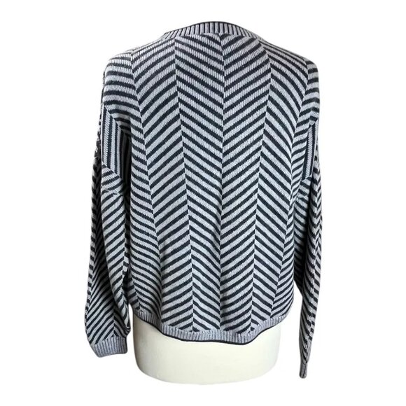 Garnet Hill Sweater S Pima Cotton Baby Alpaca Chevron Slouchy Drop Shoulder - Picture 5 of 12